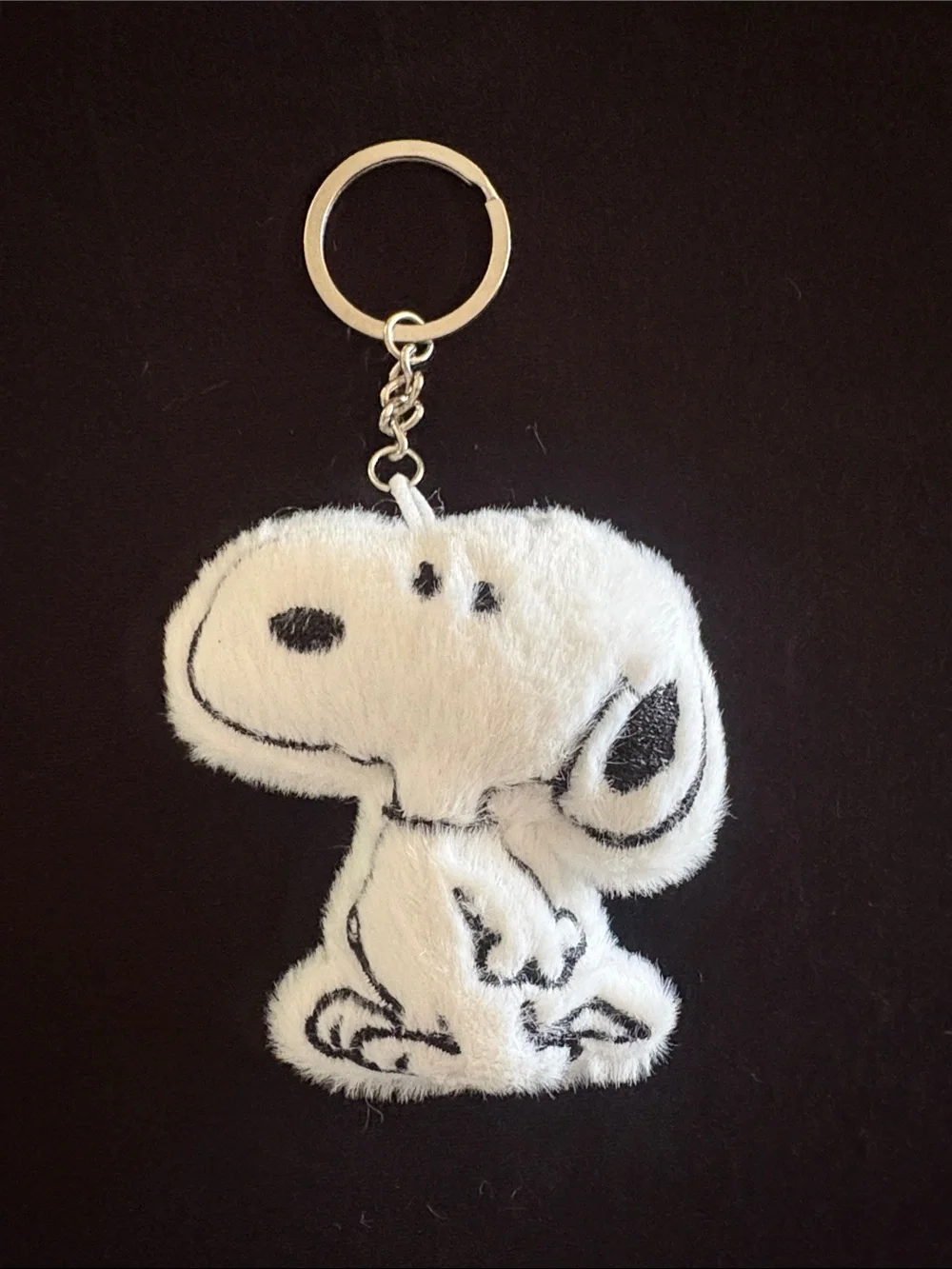 Adorable White Plush Snoopy Dog Keychain